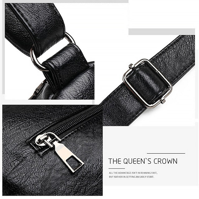 Faux Black Multi-Pocket Shoulder Bag – Women's Leather