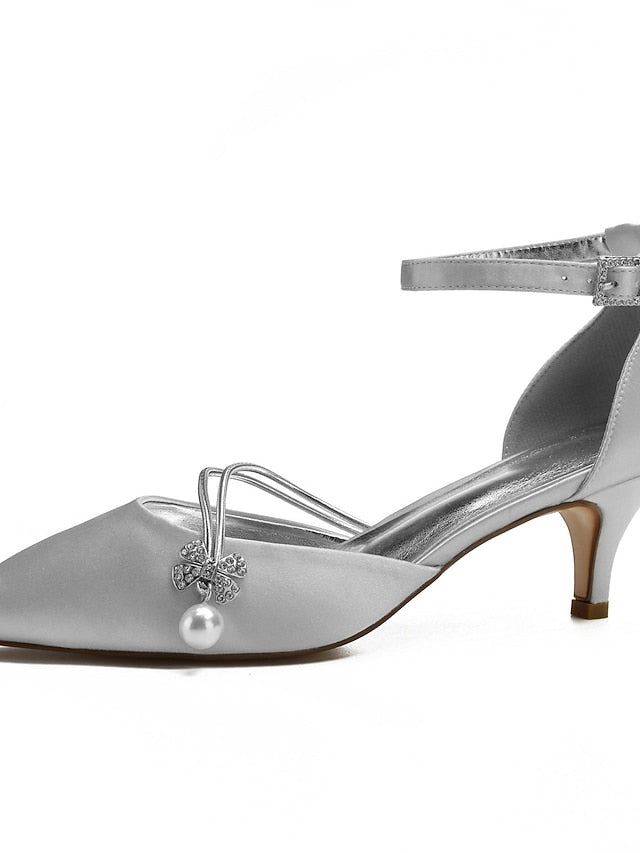 Heels Women's Kitten with Satin and Blue Pearl Dark