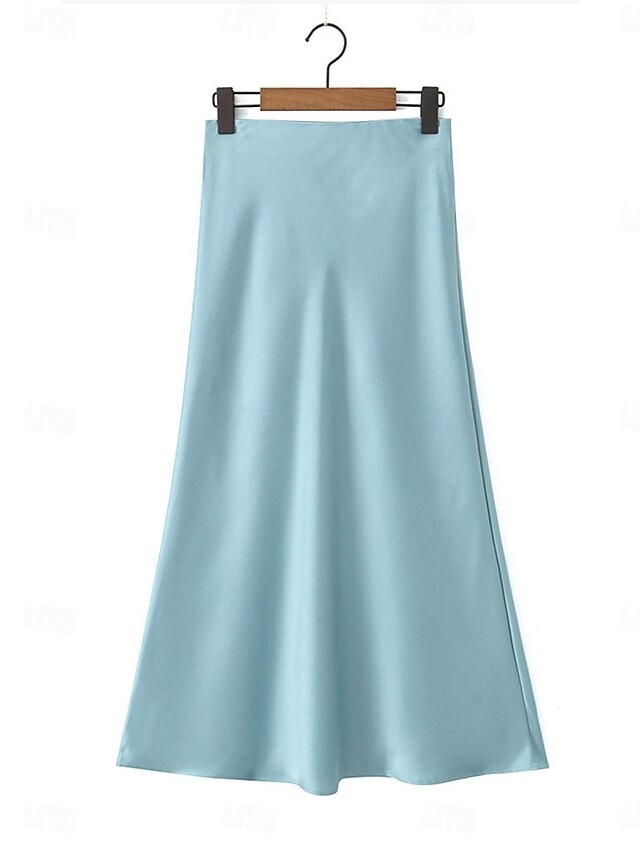 Women's Satin Skirts Elegant Vintage Fashion Sparkle Maxi