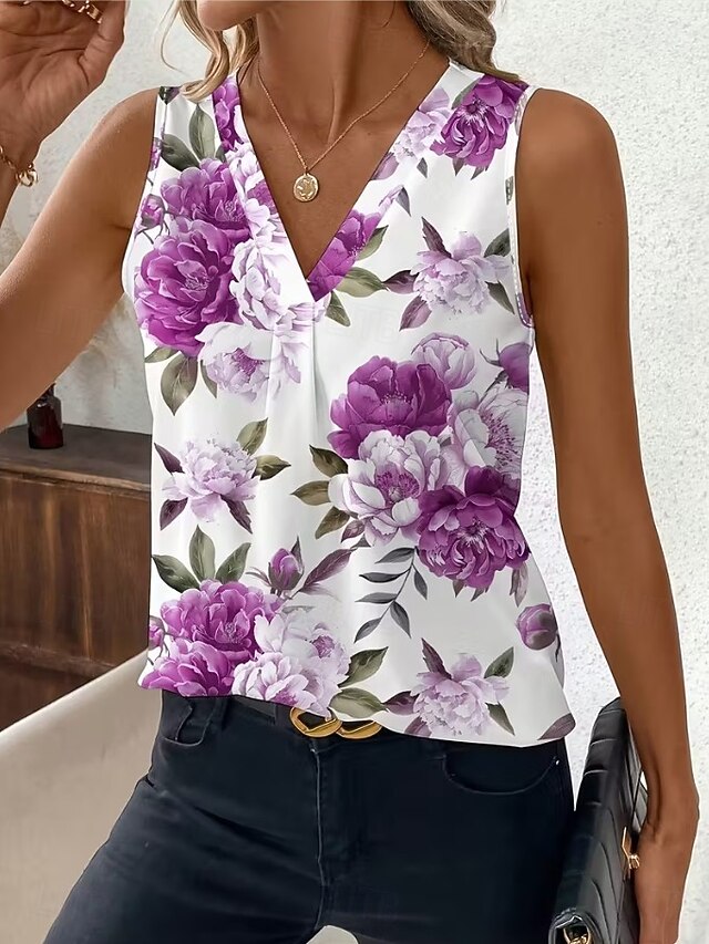 Women's Tank Top Floral Graphic Plants Elegant Vintage