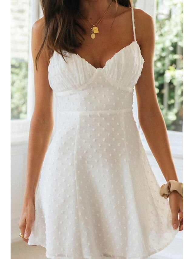 Women's Mini Dress White Dress Graduation Dress Slip Dress