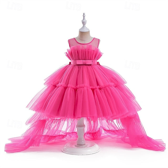 Kids Girls' Dress Color Solid Party Sleeveless Performance