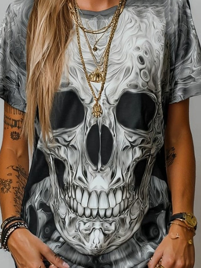 Women's T Shirt Skulls Graphic Vintage Stylish Classic