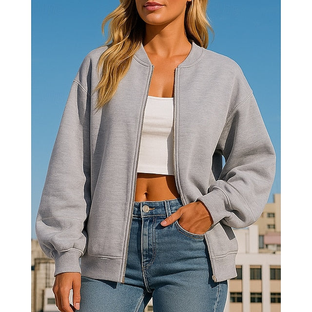Women's Zip Up Sweatshirt Lounge Top Long Sleeve Top