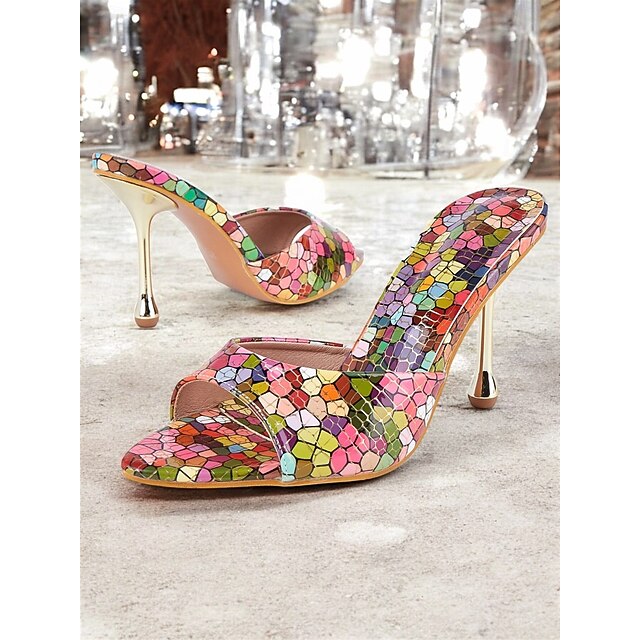 Mules Multicolor Print Heels – Colorful for High Mosaic Women
