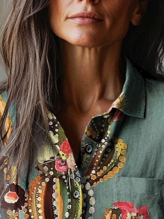 Women's Blouse Print Floral Vacation Vintage Daily Long
