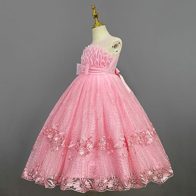 Kids Flower Girls' Girl Colored Solid Dress