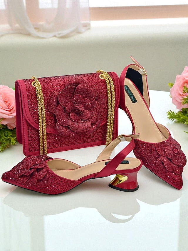 with Women's Gold Matching Pumps Slingback Rhinestone