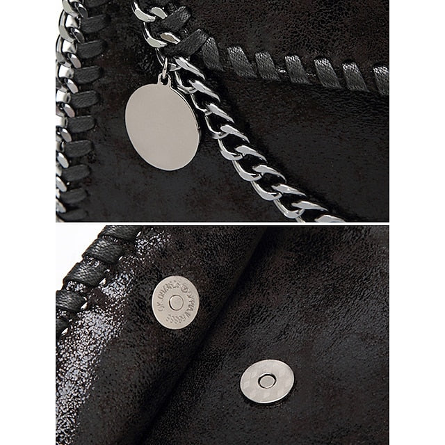 Red Shoulder with Bag Whipstitch Chain Faux Leather Detailing