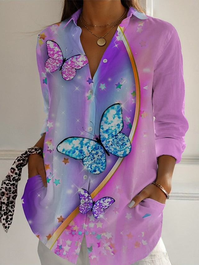 Women's Shirt Floral Butterfly Active Daily Stylish Long