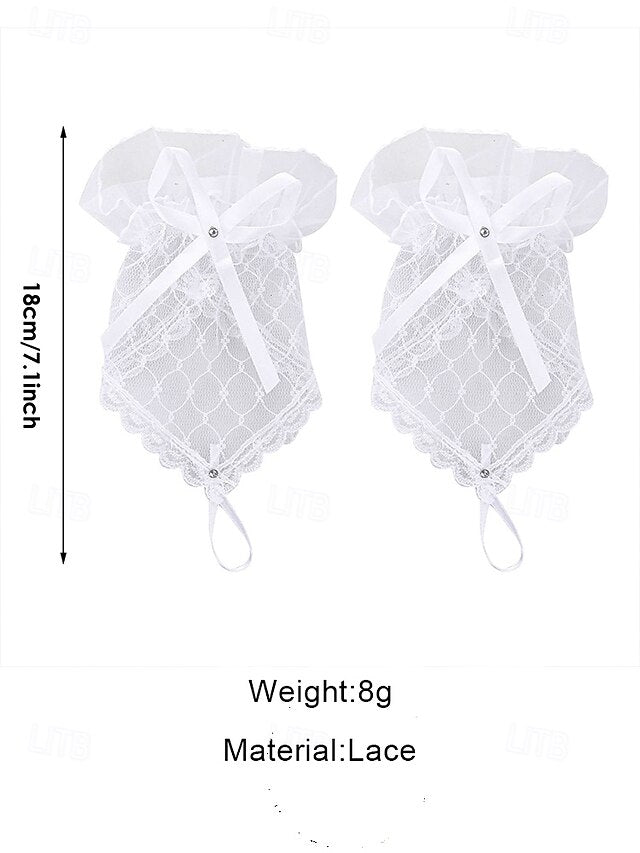 Wedding Elegant Gloves White Lace Fingerless Bridal –