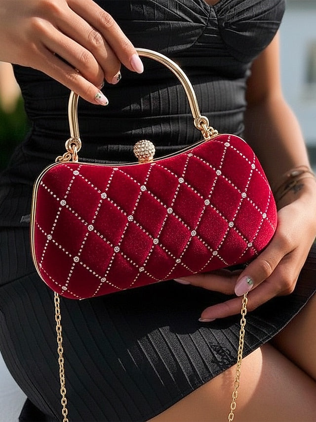 Velvet Diamond Quilted Evening Women's Accents Purse with -
