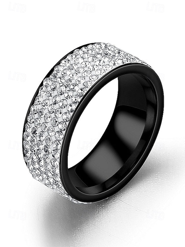 Full Wide Rhinestone Band with Men's Rings Pave