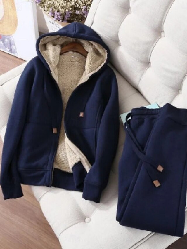 Women's Hoodie Pants Sets Bolero Top Long Sleeve Hooded