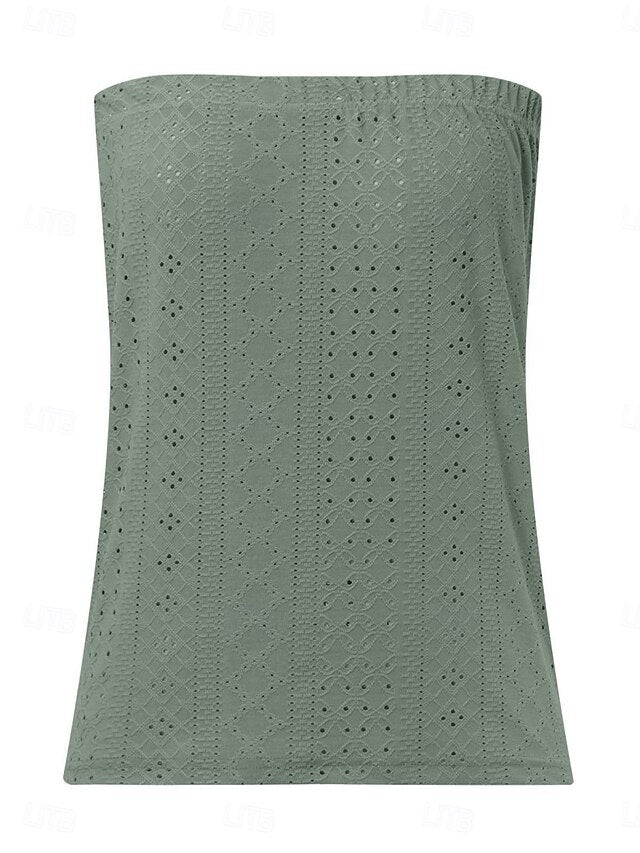 Women's Tubetop Eyelet Solid Color Daily Casual Sleeveless