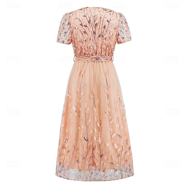 the Dress Sequin V A-Line Elegant Neck Mother of Bride