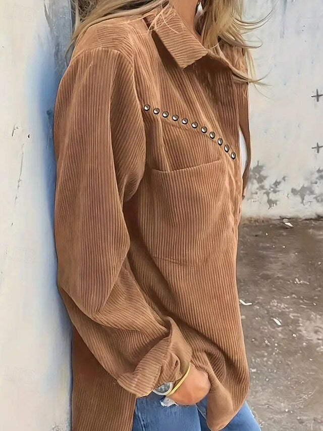 Women's Shirt Button Down Shirt Casual Shirt Pocket Buttons