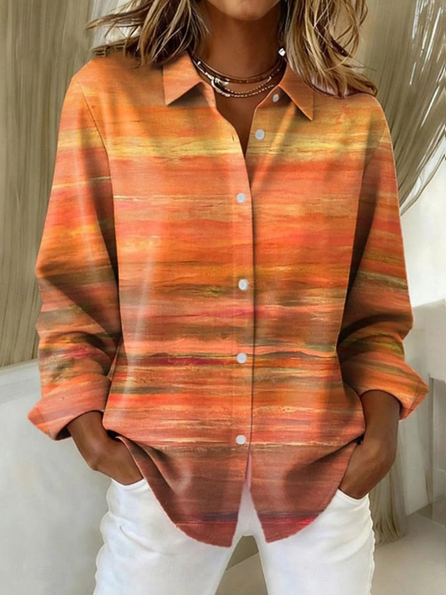Women's Shirt Blouse Patchwork Buttons Print Plaid Casual