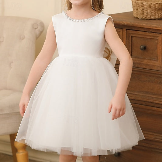 Kids Sleeveless Party Dress Wedding Girls' Color Solid