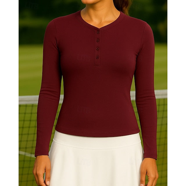 Women's Solid Colored Tennis Shirt Sport Top Stylish