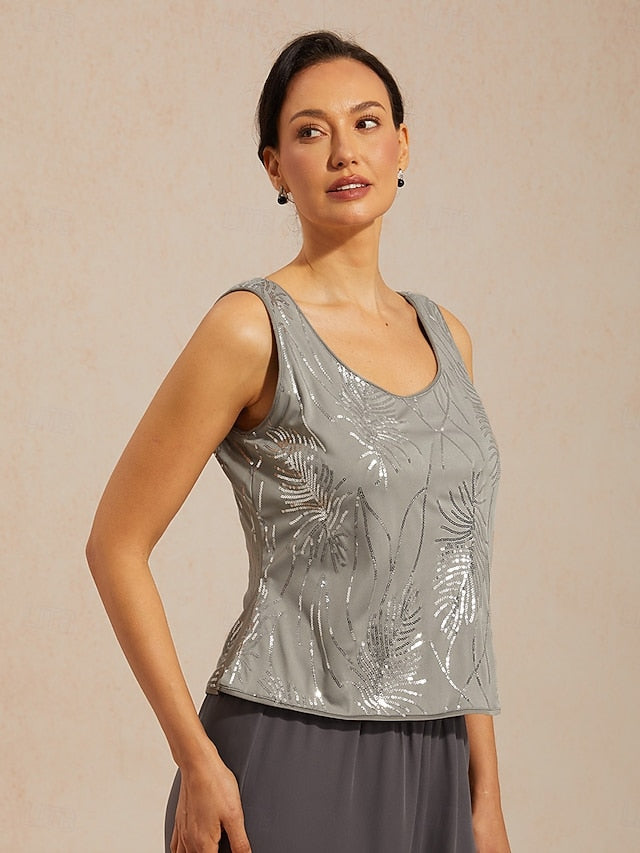 Women's Twinset Blouse Dressy Tops Evening Tops Feather