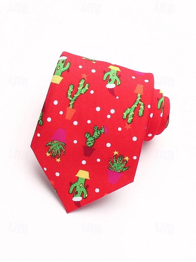 Men's Tie – Christmas Santa Fun Silk Polyester Tree and
