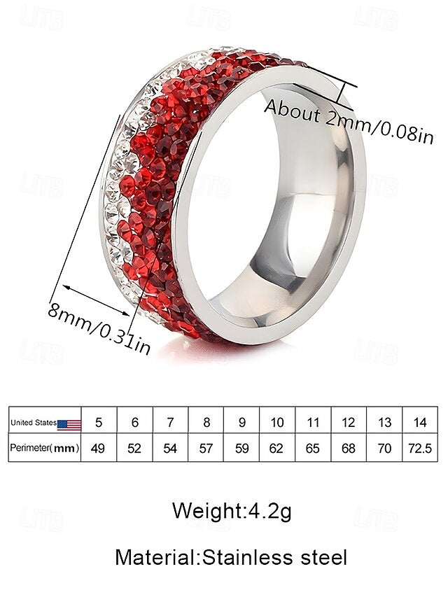 Steel Stainless Christmas Red Men's Ring Stylish –