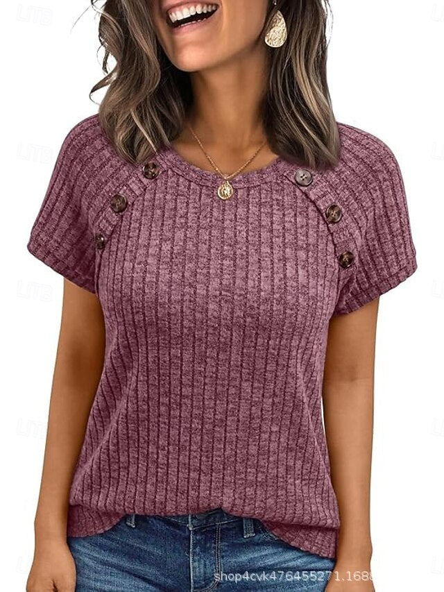 Women's Blouse Buttons Plain Active Streetwear Stylish