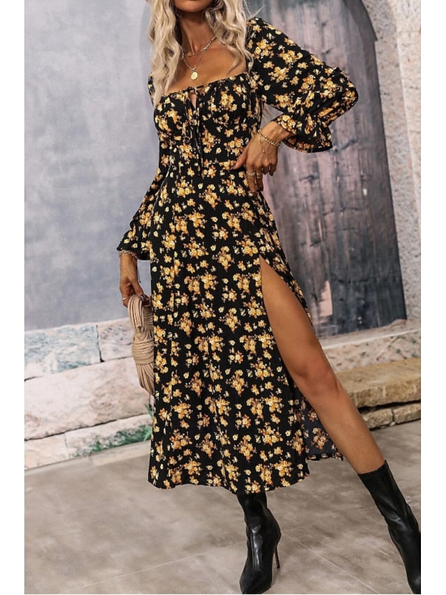Women's Midi Dress Graduation Dress Floral Dress Fashion