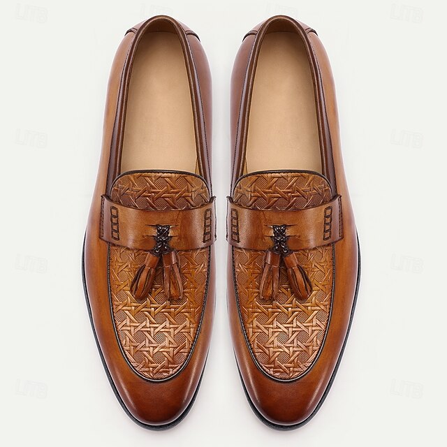 Vintage Leather Men's Loafers – Tan Slip-On Tassel