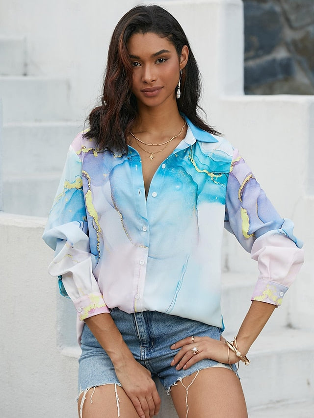 Women's Shirt Linen Like Breathable Lightweight Button Down