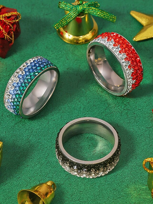 Steel Stainless Christmas Red Men's Ring Stylish –