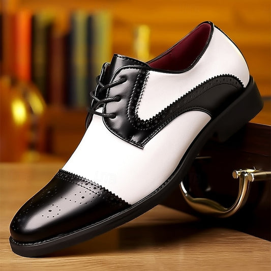 Men's with Black Color-Blocked Shoes White and