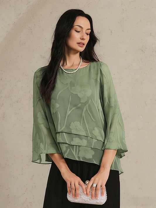 Women's Lace Shirt Blouse Dressy Tops Chiffon Tops Solid