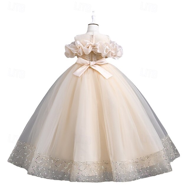 Flower Color Girls' Dress Kids Party Solid Girl