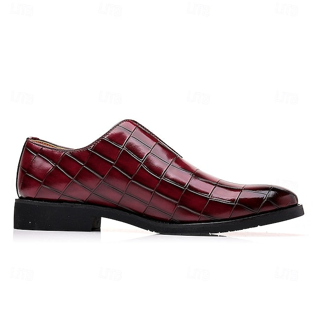 – Shoes Pattern Slip-On Burgundy Men's Crocodile