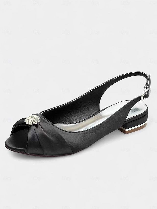 Satin Heels Crystal Wedding Women's Slingback with