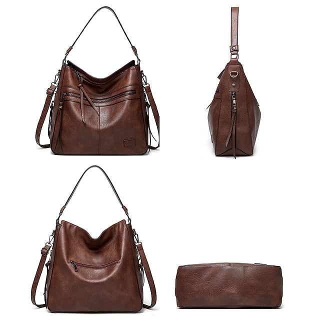 Leather Tote Bag Hobo PU Crossbody Women's Shoulder