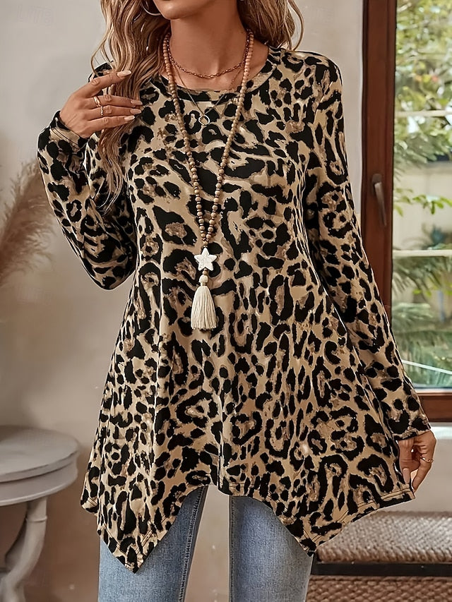Women's Tunic Print Graphic Leopard Vintage Fashion Casual