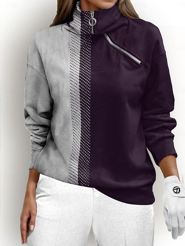 Women's Golf Pullover Sweatshirt Black Blue Rose Red Long