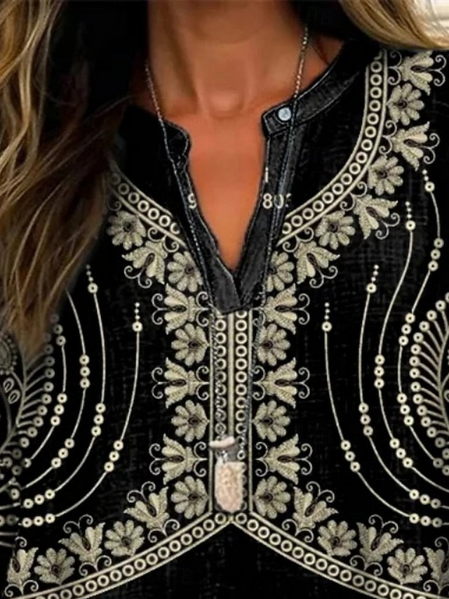 Women's Shirt Buttons Print Graphic Vintage Daily Casual