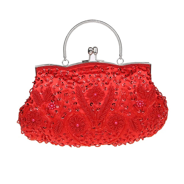 Women's Purse Beaded Vintage Clutch – Evening White