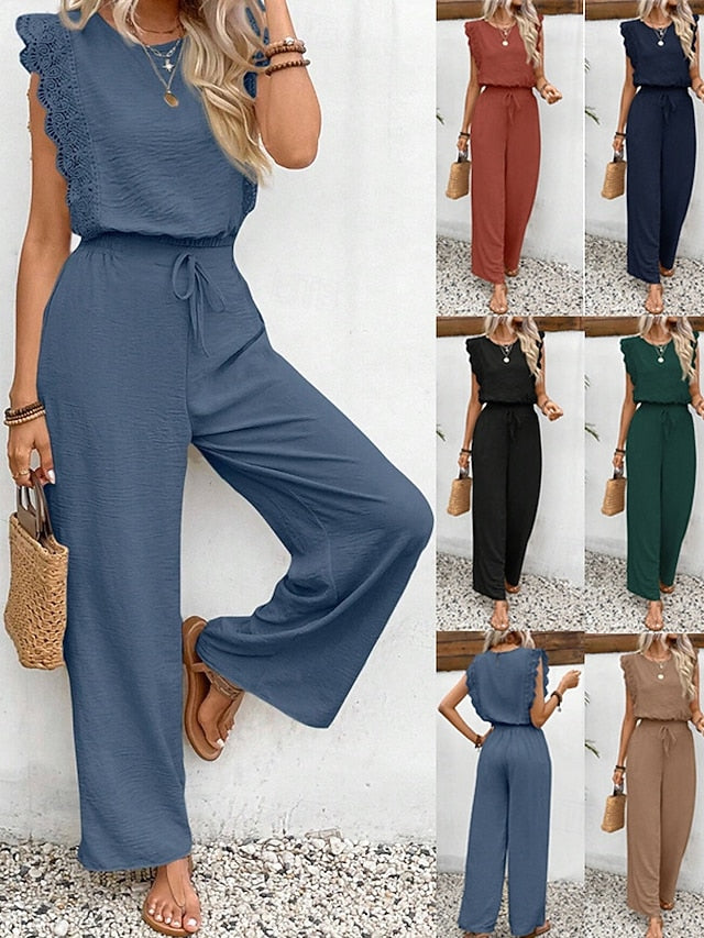 Women's T Shirt Pants Sets Bolero Top Sleeveless Round Neck