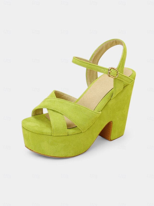 Hot Suede Women's - Ankle Platform Strap Pink Sandals with