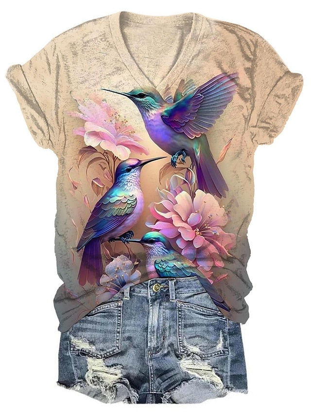 Women's T Shirt Fashion Floral Print Short Sleeve Regular