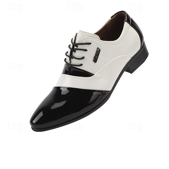 and Patent Men's Leather – Faux Oxford Black Shoes White