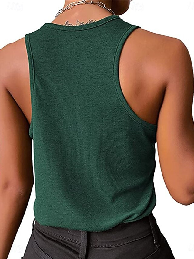 Women's Tank Top Sleeveless Shirt Tee Top Patchwork Chest