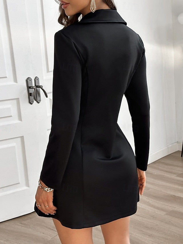 Women's A Line Dress Mini Dress Zipper Buttons Elegant V