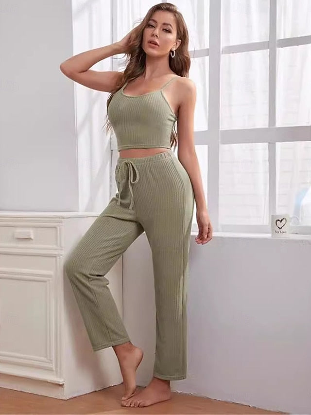 Women's Loungewear Sets 3 Pieces Pure Color Casual Comfort
