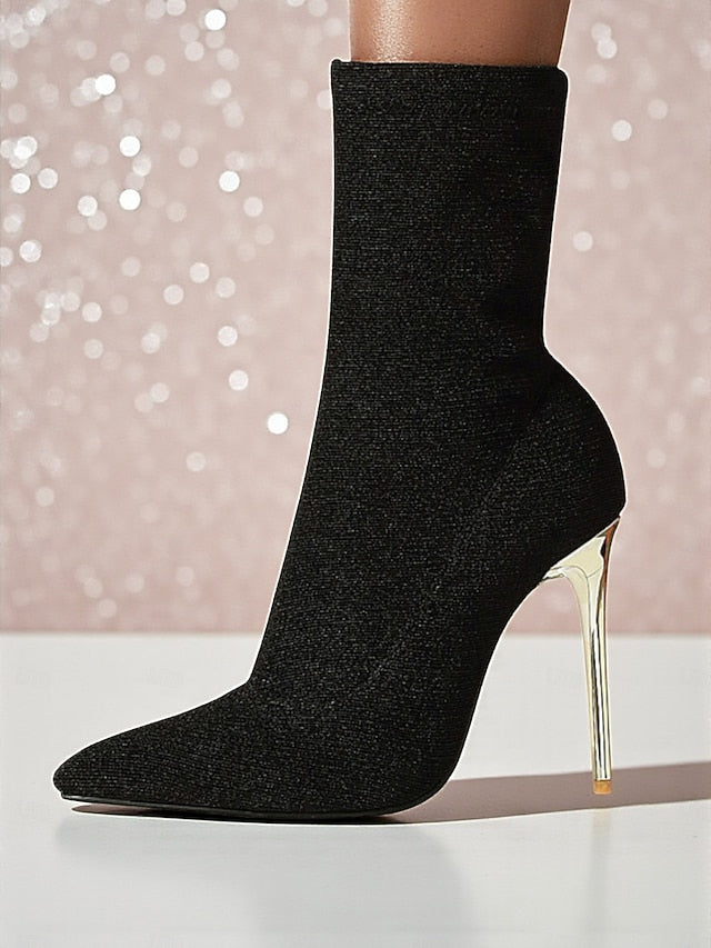 - Pointed Leopard Women's Print Sexy Stiletto Ankle Boots